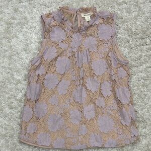 Monteau Lavender Lace Sleeveless Blouse